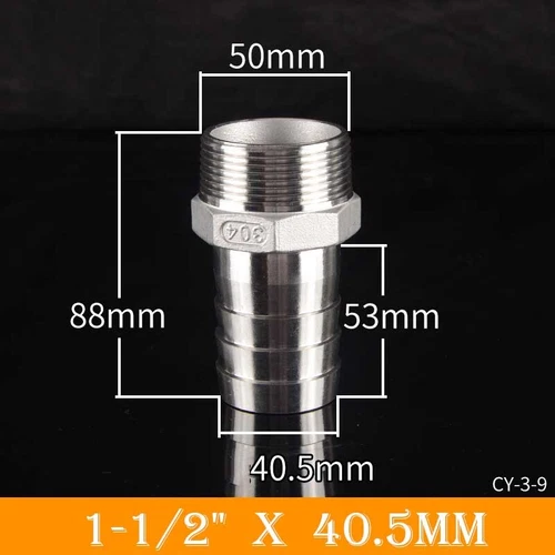 Stainless Male Thread Pipe Fitting x Barb Hose Tail Connector BSP 1/8" to 4" - Bild 52 von 86