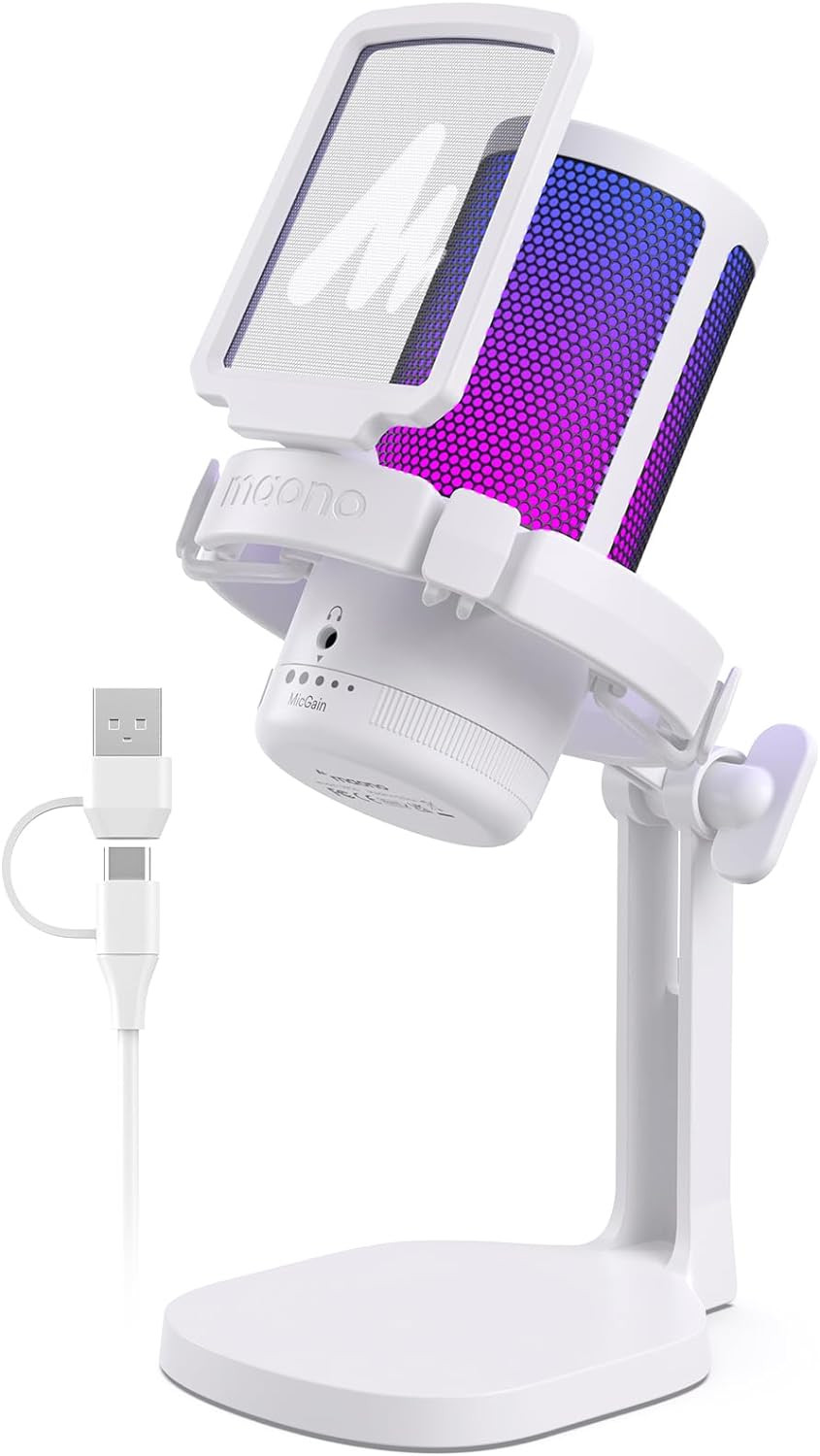 Microfono Gaming RGB Condensatore: Audio Crystal Clear per Streaming e PC