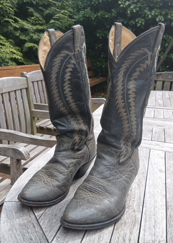Justin Vintage grau Stierfell Western Cowboystiefel #2205 Herren US Größe 9,5 D