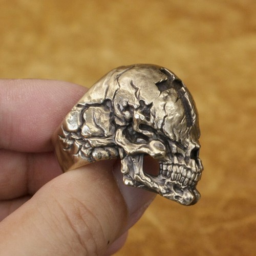 Brass Cross Skulls Ring Mens Biker Punk Jewelry BR422A US 7~15 BZ - Picture 9 of 29