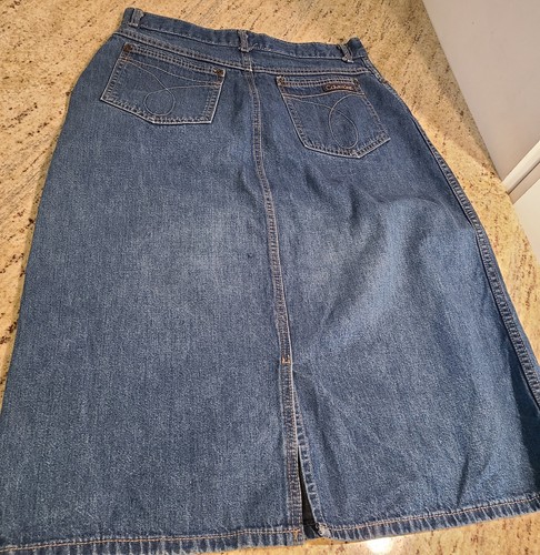 Vintage ‘80 White Label A-line Calvin Klein Blue Denim Jean Skirt Cotton Sz 12 - Picture 9 of 12