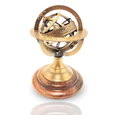 Antique Style Nautical Brass Armillary Sphere World Globe Astrolabe Mounted o...