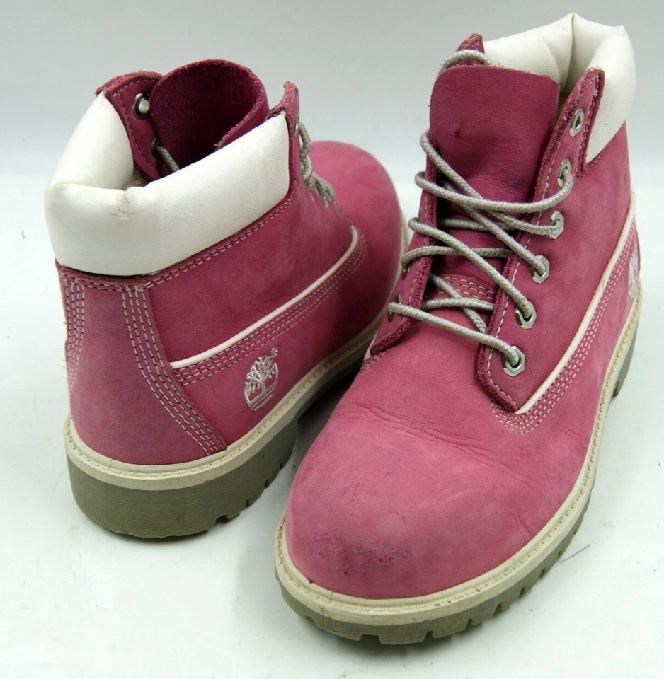 Timberland Juniors Botas Talla 2 Rosa Cuero Informales Con Cordones Botines Foto 3 de 4