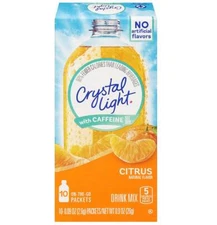 Crystal Light Citrus Drink Mix Powder Packets W/ Caffeine  - 10 Ct - Pack of 12