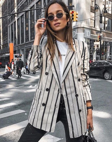 Curiosidad Perímetro Dictar NEW ZARA STRIPED PRINT DOUBLE-BREASTED STRUCTURED BLAZER JACKET COAT SIZE M  RARE | eBay