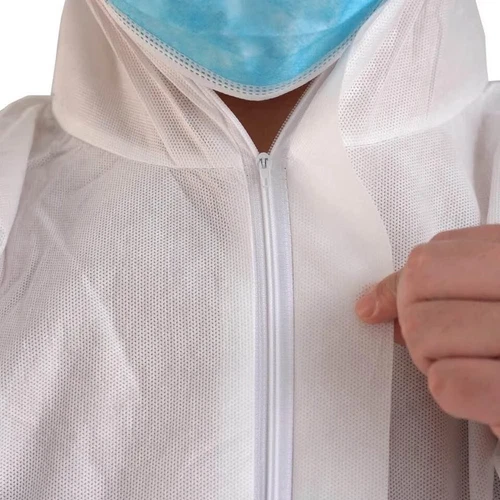 10pk Disposable Protective Coverall Suit with Hood, Liquid Resistant - White image 2