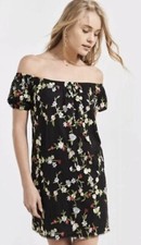 URBAN OUTFITTERS KIMCHI BLUE Embroidered Floral Off-The-Shoulder XS Mini Dress