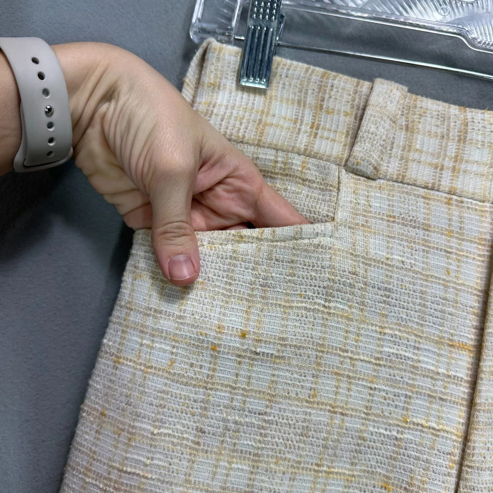 VTG 70s Bell Bottom Pants Flare Wide Leg Womens 26" Waist High Rise Tweed Plaid - Image 3 of 4