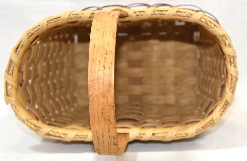 2002 VTG Wicker Weaved Gathering Basket w/Handles Oval 13" Tall SIGNED Farmhouse - Image 4 of 4