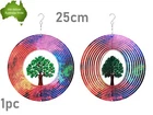 25cm 3D Tree Of Life Metallic Garden Spiral Spinner Wind Chime Hanger Home Decor