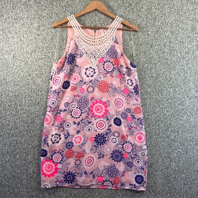 pink owl dress Pink Owl Dress Womens Large Pink Floral A Line Crocet Neckline Garden  Feminine