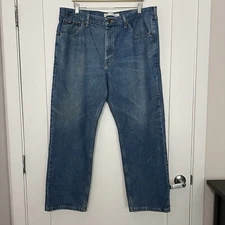 Lee Jeans Mens Size 42x30 Blue Denim Regular Fit Straight Leg 5 Pocket Design