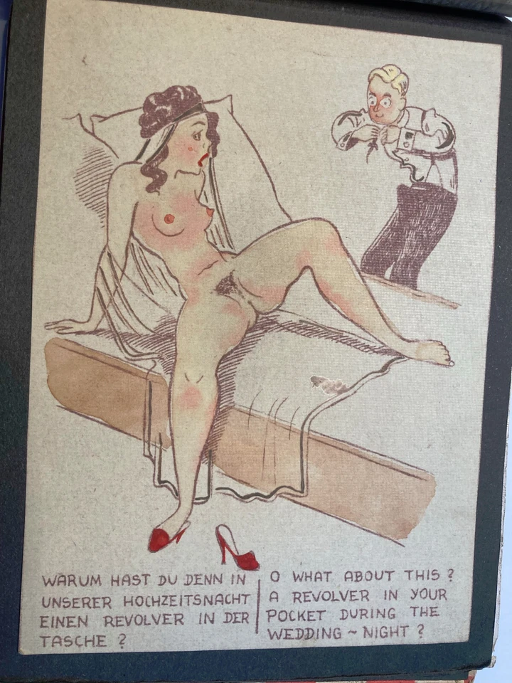 30 Erotik Aquarelle in Mappe handkoloriert Erotika 1948 Humor ohne Feigenblatt
