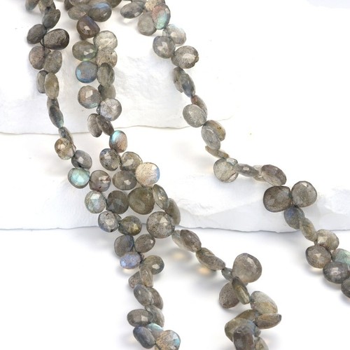 Cuentas de piedras preciosas briolette de pera facetada de labradorita azul natural llamativa 10 piezas - Imagen 4 de 10