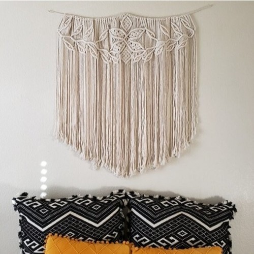 Large Macrame Bohemian Crochet Wall Decor Art - Picture 4 of 6