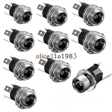 10PCS DC Power Supply Jack Socket Female Panel Mount Connector 3-Pin 5.5 x 2.1mm