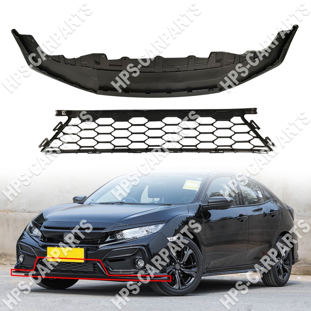 Front Lower Bumper Cover Grille For 2017-2019 10th-Gen Honda Civic Hatchback