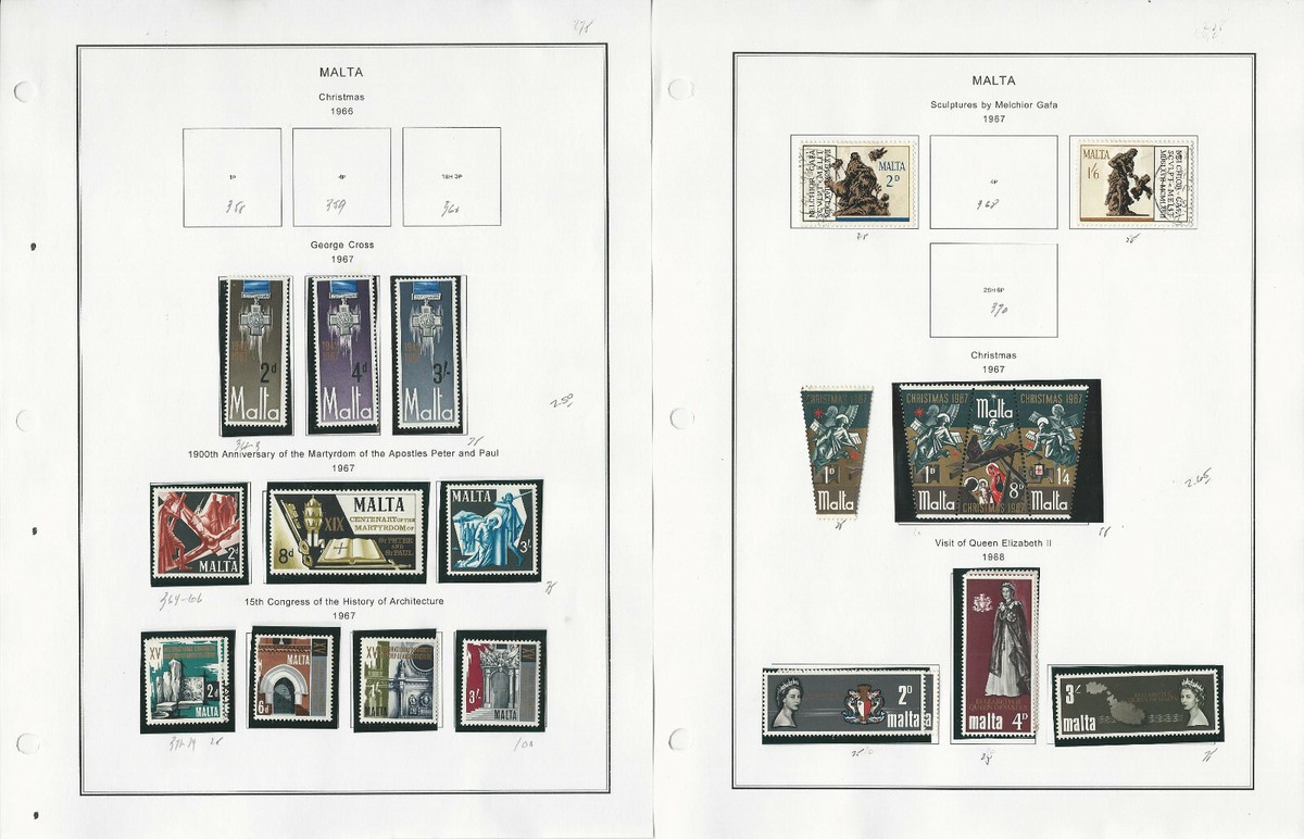 Malta Stamp Collection on 24 Steiner Pages, 1928-1972, JFZ