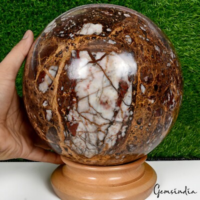14 Kg Natural Untreated Brown King Cobra Jasper Huge Sphere Crystal Healing 8.5''