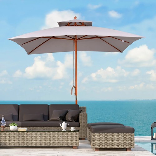 3 x 3 m Garden Umbrella Large Outdoor Parasol Sunshade Canopy with Double Tier - Picture 9 of 14