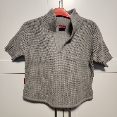 Vintage Johnny Blaze Flame Women s Size LARGE Crop Sweater Gray SHIMMER