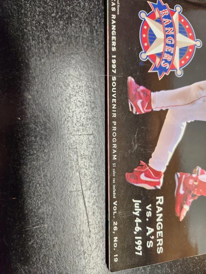 Texas Rangers 1997 Souvenir Program - Rangers Vs. A's July 4-6, 1997 - Pudge - Image 3 of 4