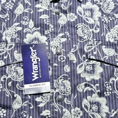 Wrangler Western Wear Men's XL Floral Pearl Snap Classic Fit Button Up Shirt - Picture 7 of 13