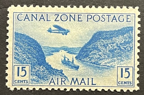 Travelstamps: Canal Zone Stamps Scott #C10, 15 Cent Airmail Issue Mint OG H - Picture 5 of 5