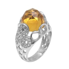 925 Sterling Silver Cocktail Ring Natural Citrine Amethyst Variation Gemstone