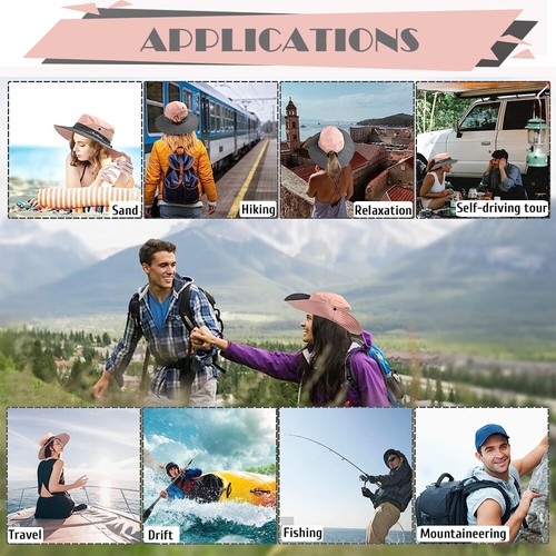 1/2er-Pack Damen Pferdeschwanz Sonnenhut Sommer UV-Schutz breite Krempe Safari Angelkappe - Bild 9 von 25