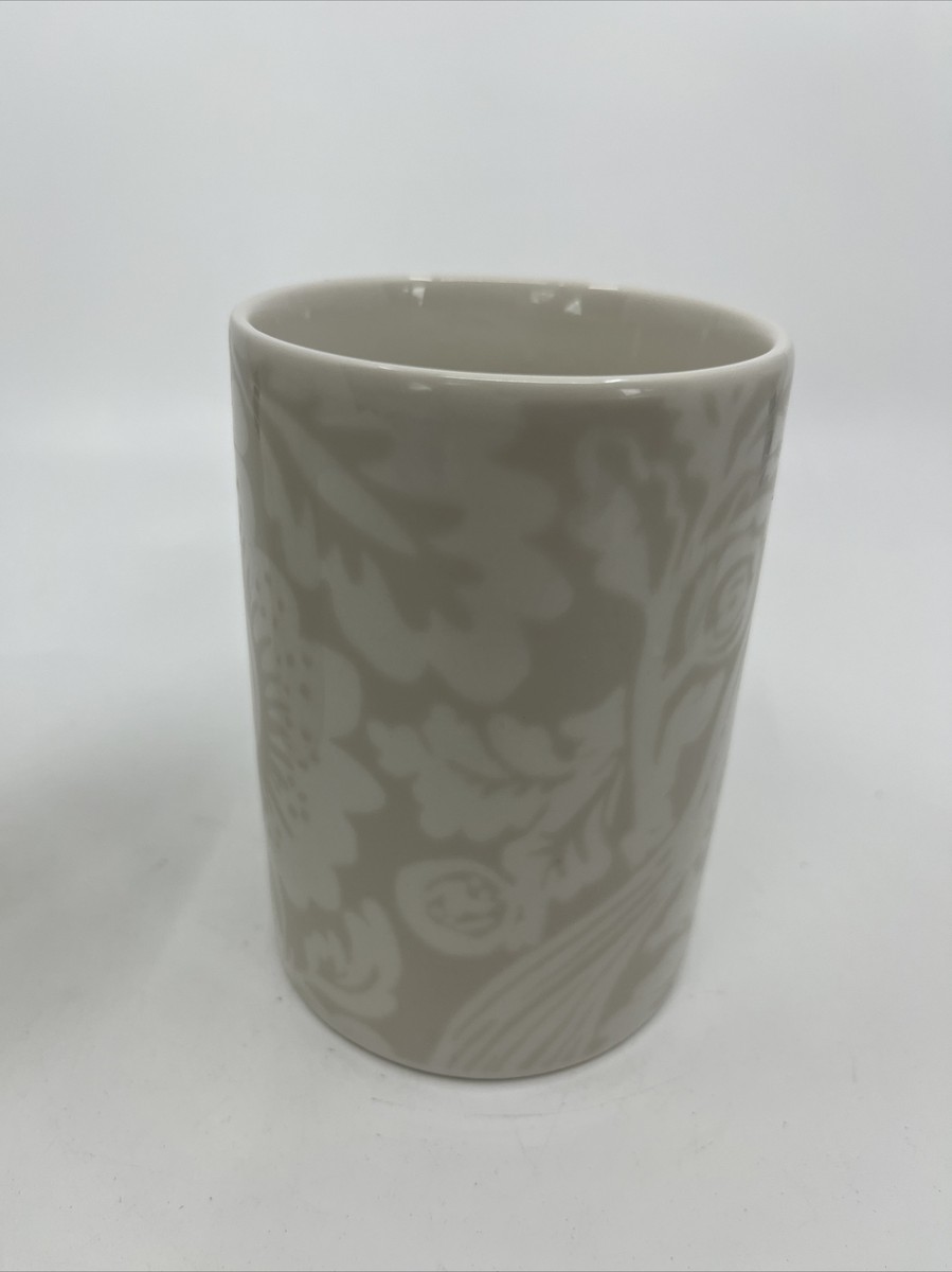 2 NEW 222 Fifth White Paradise Chintz 12 oz. Mugs Cups Bird