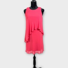 Lauren Ralph Lauren Georgette Tiered Shift Dress Size 6P Pink Event Occasion