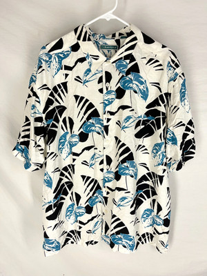 Cubavera White Floral Print Short Sleeve Button Up Hawaiian Rayon Shirt Size XXL | eBay