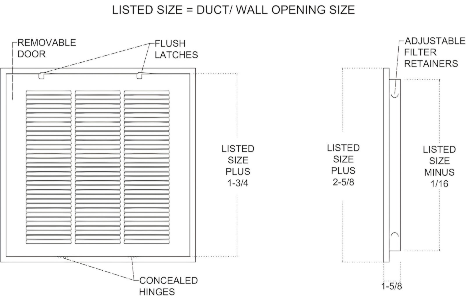 Fits 14x14 Duct Opening | Filter Included Steel Return Air Filter Grille by...