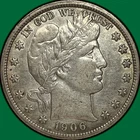 1906-O Barber Half Dollar Almost Uncirculated AU Coin #29934