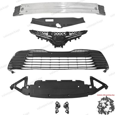 For Camry LE 2018-2020 9PC Upper/Lower Grille Set，Bumper Reinforcement Brackets