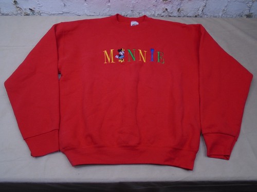 VTG Disney Mickey & Co Minnie Mouse Embroidered Red Sweatshirt Womens sz XL USA