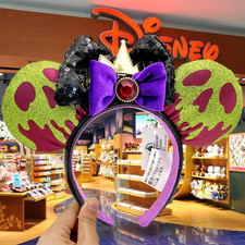Disney Parks Snow White Evil Queen Headband Poison Apple Bow Minnie Ears XMAS