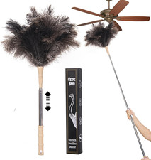 Extendable Ostrich Feather Duster, Natural Ostrich Feathers Long Handle Duster f