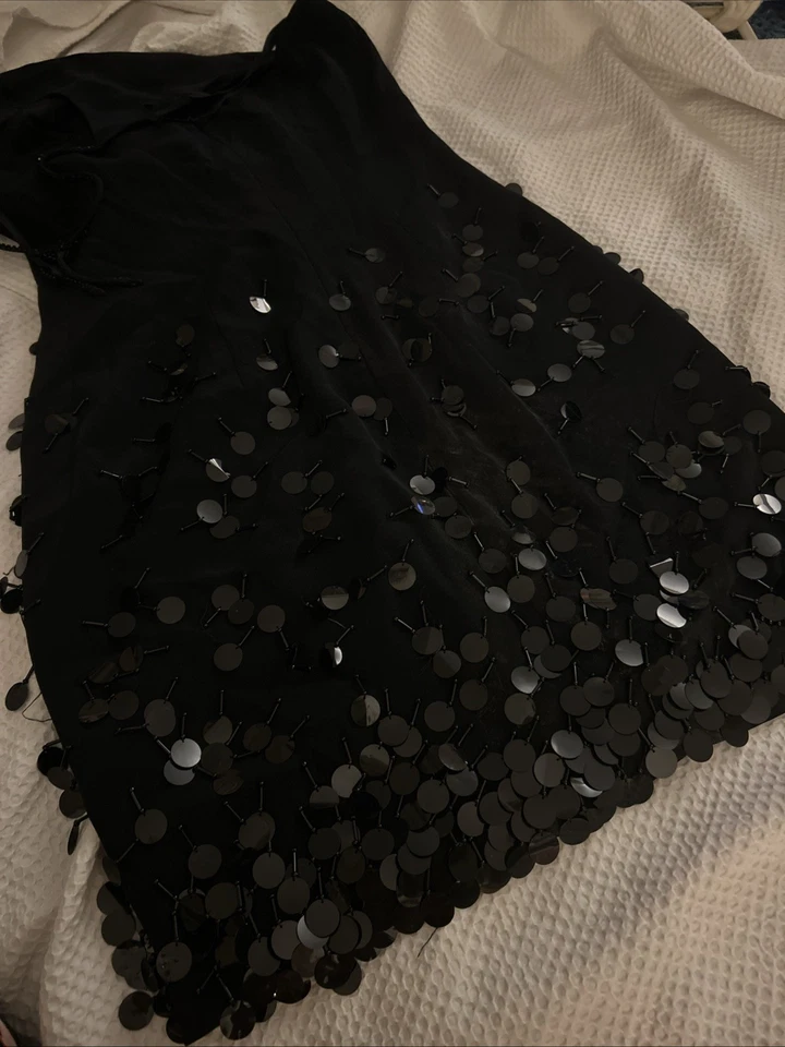 Cache Black Sequin Beaded  Dress  New Years Party Dress Black Tie - Image 3 of 4
