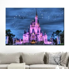 Magic Castle Wall Art | Fantasy Canvas Poster Glass Print for Kids Room Decor