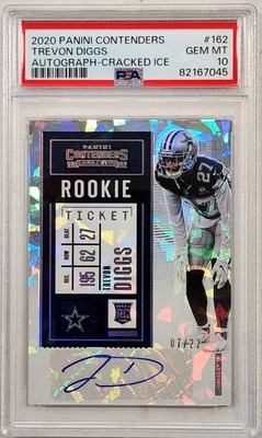 2020 Trevon Diggs Contenders Rookie Ticket Cracked Ice Auto /22 PSA 10 RC