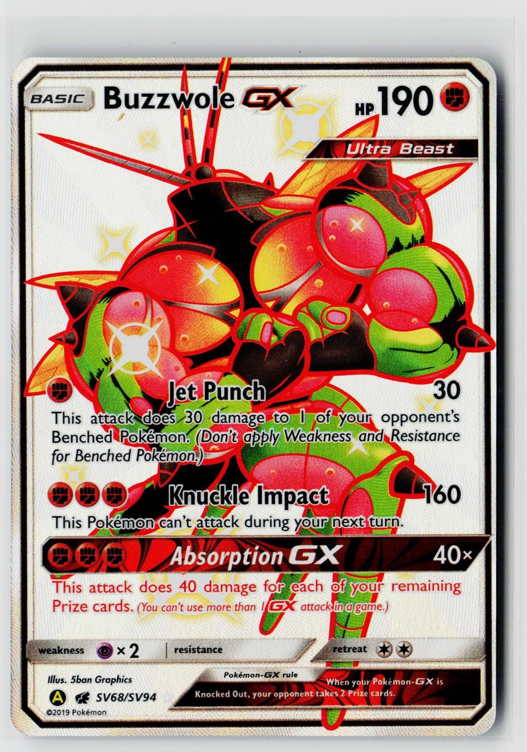 Pokemon Hidden Fates: Shiny Vault #SV68/SV94 Buzzwole GX