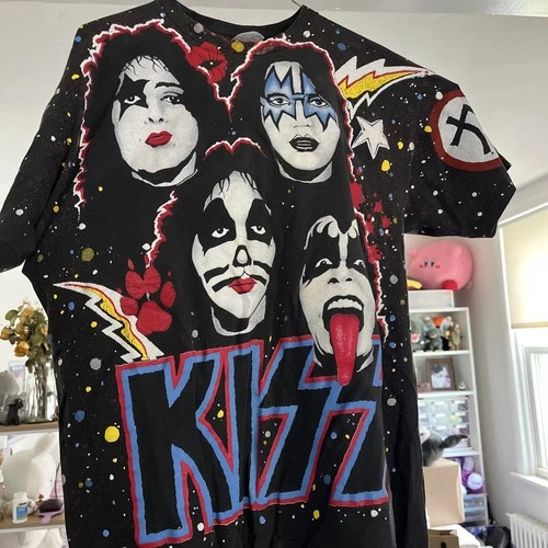 KISS T Shirt Tee Mens Large 40/42 AOP Hanes Winterl 1990s vintage concert t-shirt, vintage, size L, single stitch, B+ condition