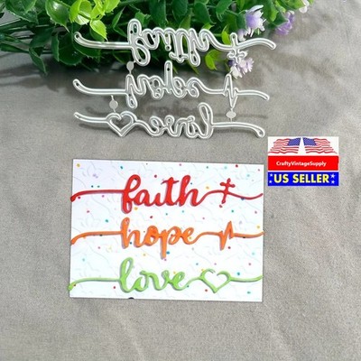 Christian faith hope love words cross metal cutting dies die cut