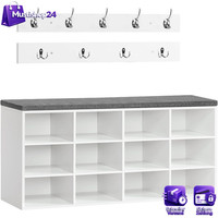 Garderobe Schuhregal Set Mit Schuhbank 12 FäCher 9 Haken FüR Flur Schlafzimmer