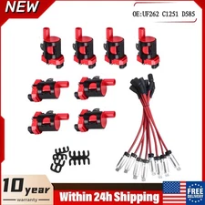 8 SET Round Ignition Coil Spark Plug Pack For Chevy Silverado GMC 4.8 5.3 6.0L