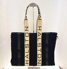 Halston Large Black Tote W/ Top Handles & Adjustable, Removable Crossbody Strap 