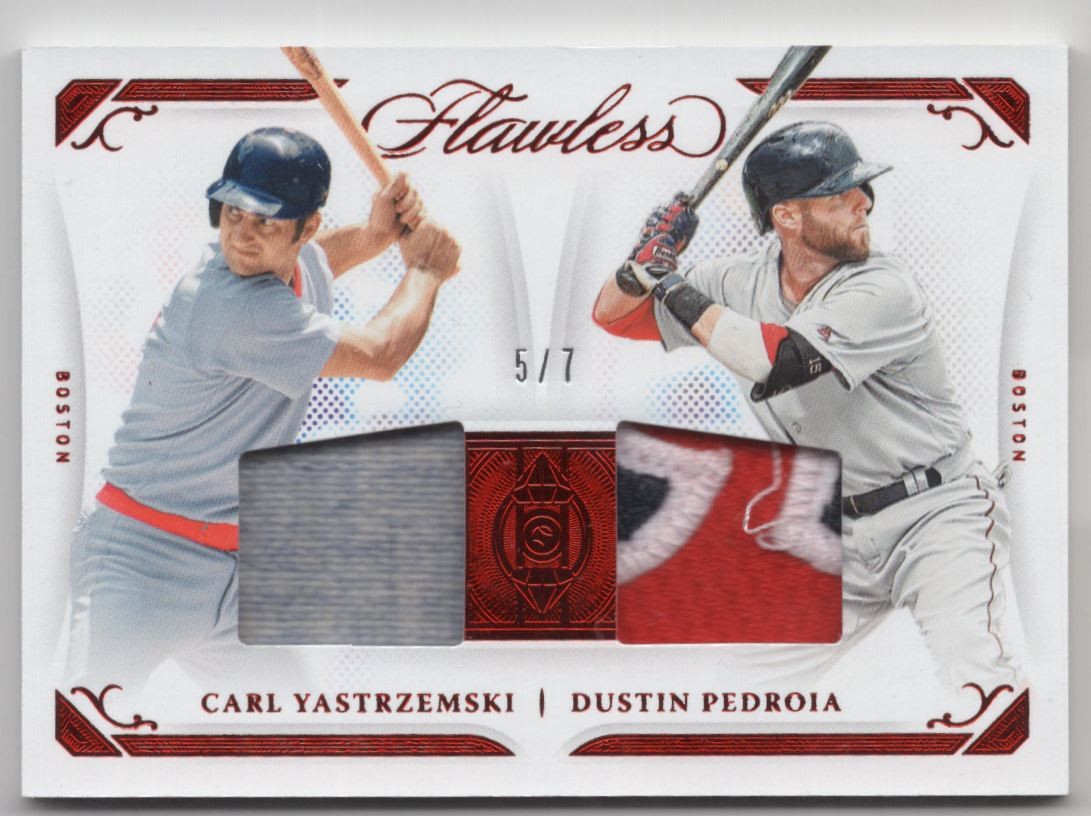 2022 Panini Flawless Dual Diamond Ruby Yastrzemski/Pedroia Auto 5/7 Boston Red