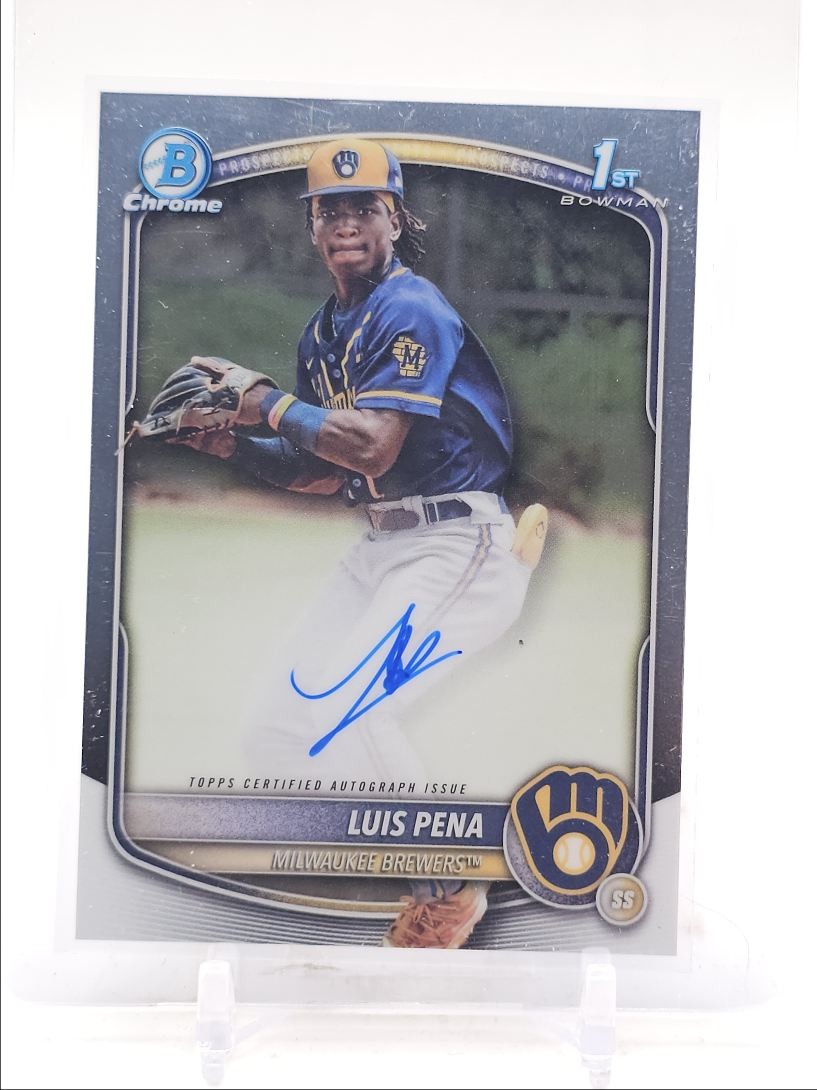 LUIS PENA 2025 BOWMAN CHROME 1ST AUTOGRAPH BASEBALL BREWERS AUTO Q2754